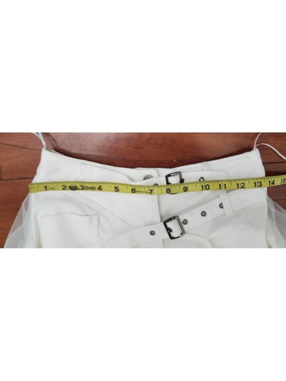 White Tulle Maxi Skirt Buckle Waist Layered Mesh Fairy Grunge Cottagecore S - Picture 13 of 15
